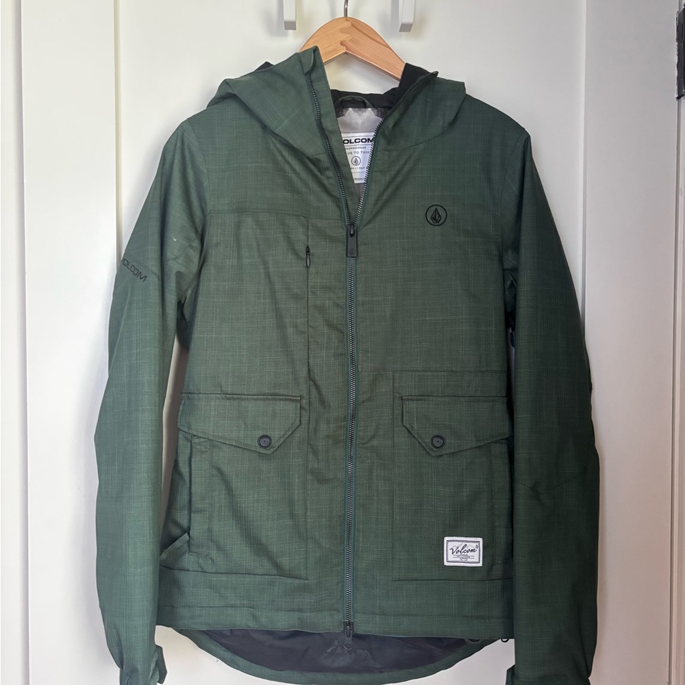 Volcom Hooded Ski Jacket in Dark Green
